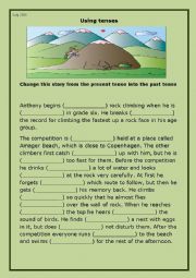 English Worksheet: Present tense to past tense