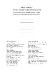 English Worksheet: Write your own summer song