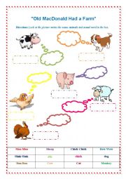 English Worksheet: Maching sound animals