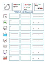English Worksheet: Present Continuous form
