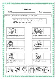 English Worksheet: transport and community helpers