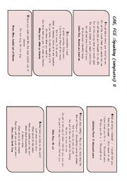 English Worksheet: CAE and FCE SPEAKING Preparation (songtext based) II (Prompts or cheats included)