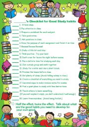 Good study habits checklist