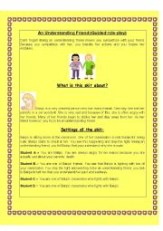 English Worksheet: An Understanding Friend (guided role-play)