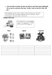 English Worksheet: Recycled gift writing exercise