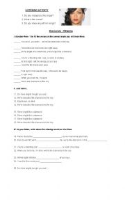 SONG, RIHANNA, RUSSIAN ROULETTE - ESL worksheet by isabel2010