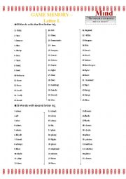 English Worksheet: Game Words - Letter L