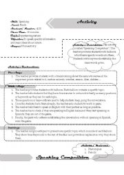 English Worksheet: speaking competition 