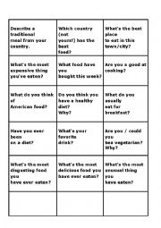 English Worksheet: Questions about food