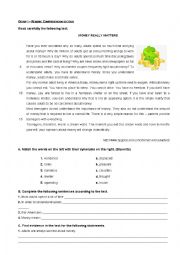 English Worksheet: Test - Money really matters