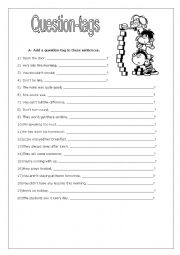 English Worksheet: Question tag