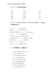 English Worksheet: Present Continuous Exercises