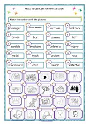 English Worksheet: mixed vocabulary about traveling and competition