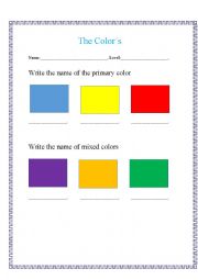 English Worksheet: The Colors