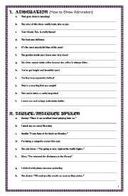 English Worksheet: Mixed Exercise of Admiration, Direct Indirect Speech, Conditional If