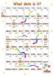 English Worksheet: What date is it?  Snakes and Ladders