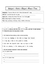 English Worksheet: Sentence Structure