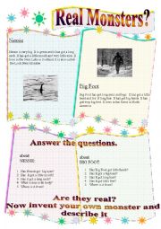 English Worksheet: Real monsters