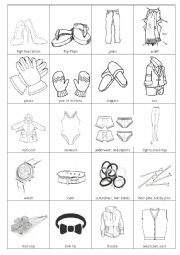 English Worksheet: Clothes and accessories flashcards