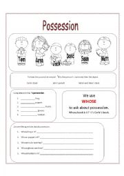 English Worksheet: possession