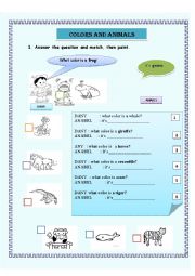 English Worksheet: COLORS - ANIMALS