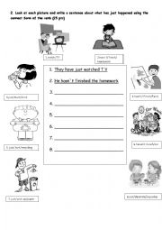 English Worksheet: just+past participle