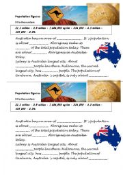 English Worksheet: Population figures Australia
