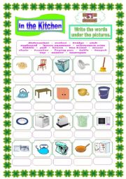 English Worksheet: In the Kitchen