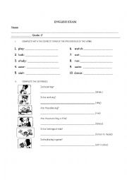 English Worksheet: present continuous Exam