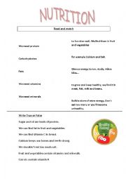 English Worksheet: Nutrition