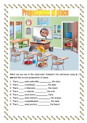 English Worksheet: Prepositions of place