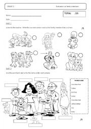 English Worksheet: Family Members Activity/Evaluation