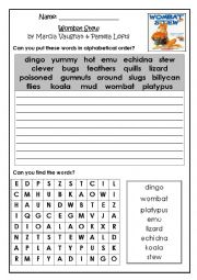 English Worksheet: Wombatr Stew Worksheet