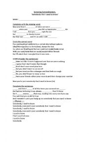 English Worksheet: Listening Comprehension - Listening to a Song