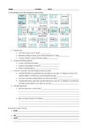 English Worksheet: NUMBERS, GIVING DIRECTIONS, FAMILY, BODY PARTS AND  PLACE