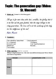 English Worksheet: Generation gap / St. Vincent (movie)