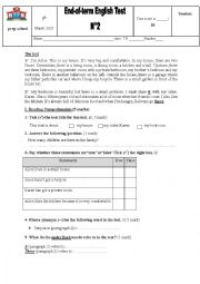 English Worksheet: 7th form 2nd term test