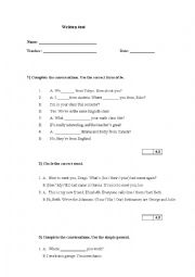 English Worksheet: TEST SIMPLE PRESENT