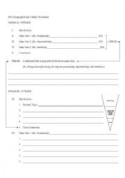 English Worksheet: Five-Paragraph Essay Outline Worksheet
