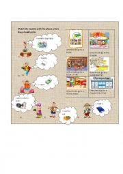 English Worksheet: Places in town