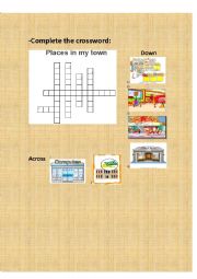English Worksheet: Places in town-crossword