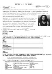 English Worksheet: My letter to a penfriend