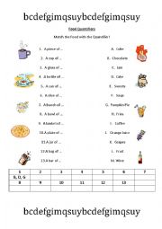 English Worksheet: Food Quantifiers Matching Game 