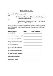 English Worksheet: Find someone who...