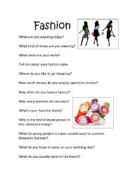 English Worksheet: Fashion, question and asnwer practice