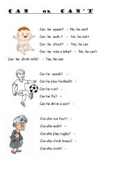 English Worksheet: can or cant