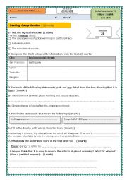 English Worksheet: end of term test n3 third form 2015 tunisian program