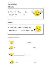 English Worksheet: Likes & dislikes
