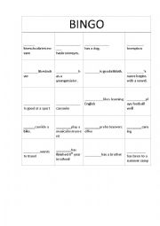English Worksheet: Human Bingo 