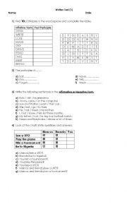 English Worksheet: WRITTEN TEST PRESENT PERFECT